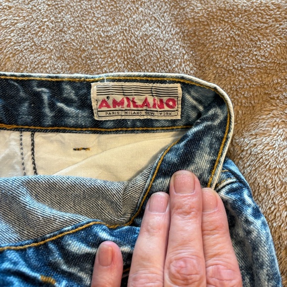 Vintage AMILANO Acid Wash Denim Midi Skirt Size 10 High Waist 90s - Picture 5 of 6